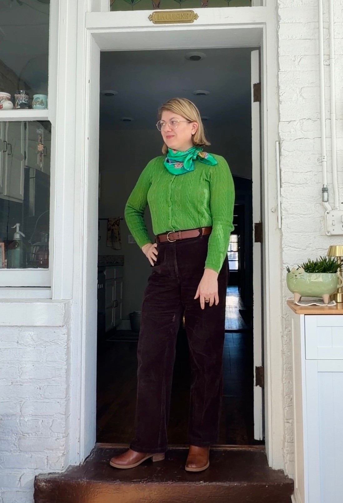 A favorite sweater with a favorite scarf. Wait, what do you mean it’s a holiday? I’d wear this on a random Tuesday. 🍀 Unlinkables: Brown corduroy pants are Comptoir des Cotonniers. Sweater is Sézane. 

#LTKootd #LTKMidsize #LTKOver40