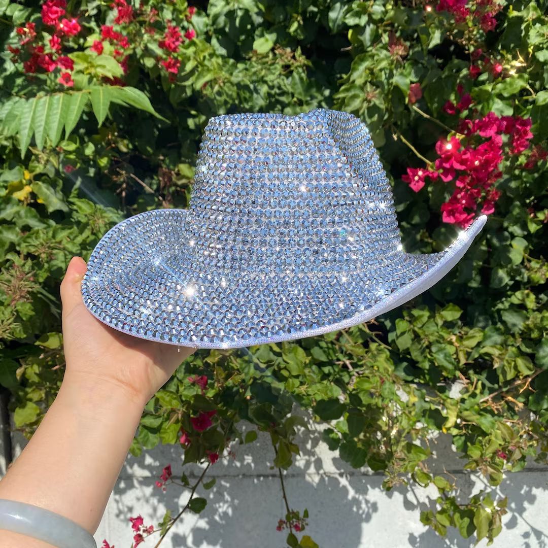 Silver Fully Rhinestone Cowboy Hat Diamond Cowboy Hat - Etsy | Etsy (US)