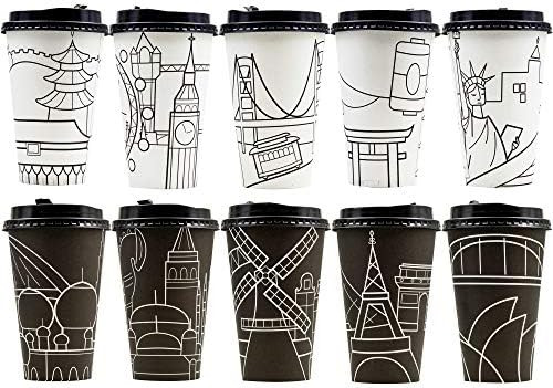 Youngever 70 Sets Disposable Coffee Cups with Lids, To Go Hot Coffee Cups, Durable Paper Cups wit... | Amazon (US)