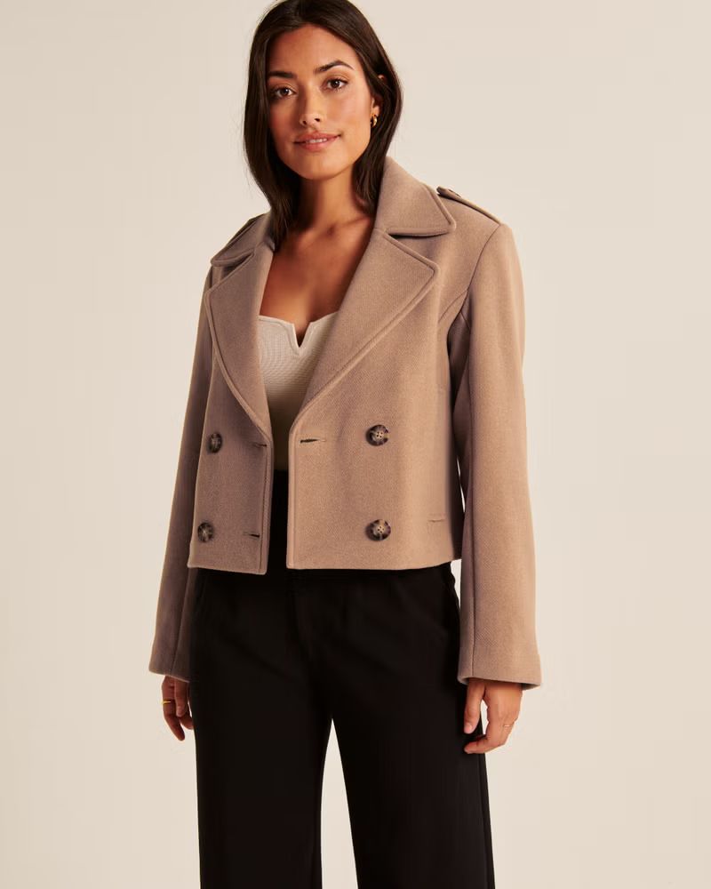 Women's Cropped Wool-Blend Peacoat | Women's Up To 50% Off Select Styles | Abercrombie.com | Abercrombie & Fitch (US)
