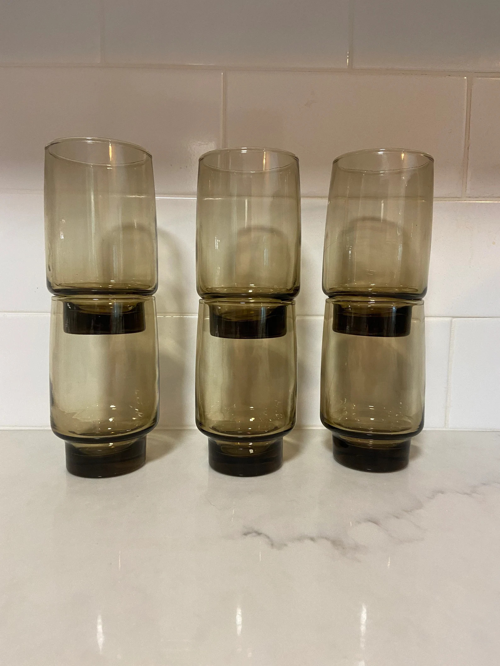 Libbey Brown Smoke Glass Stacking Tumblers (set of 6) - Etsy | Etsy (US)