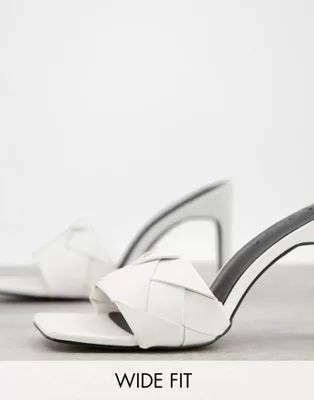 Z_Code_Z Wide Fit Rae plait detail heeled sandals in white | ASOS (Global)