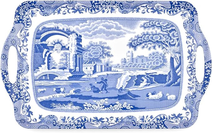 Spode Blue Italian Collection Large Serving Tray – (19.25" x 11.5") Rectangular Melamine Food P... | Amazon (US)