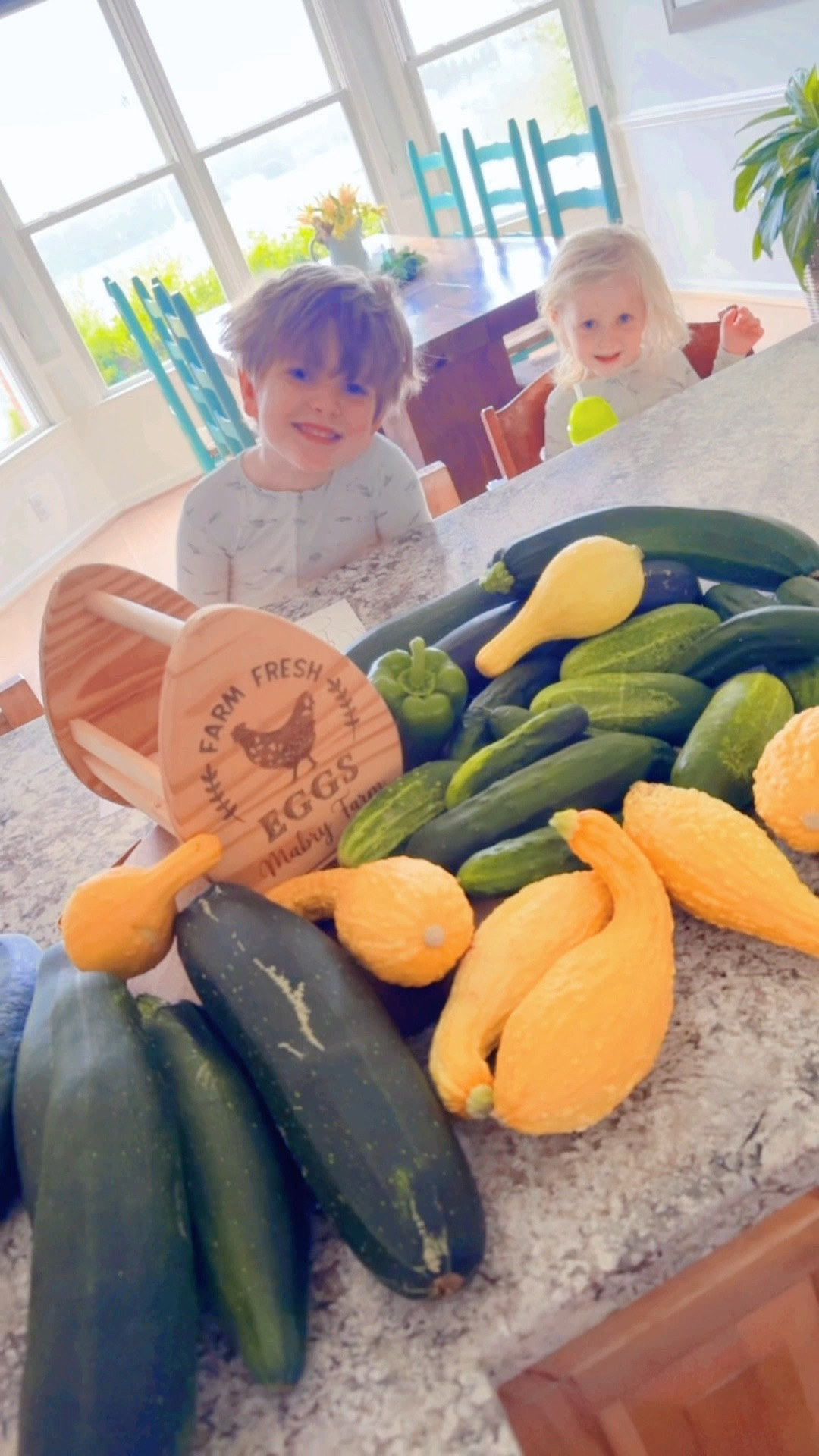 We are 🧺 o v e r f l o w i n g 🧺 with homegrown veggies 🥗 in this farmhouse 🏡… thank you, Lord!! 👩‍🌾🫑🌼🌿🪴 #summergardenofmydreams
#happygardenhappymama
