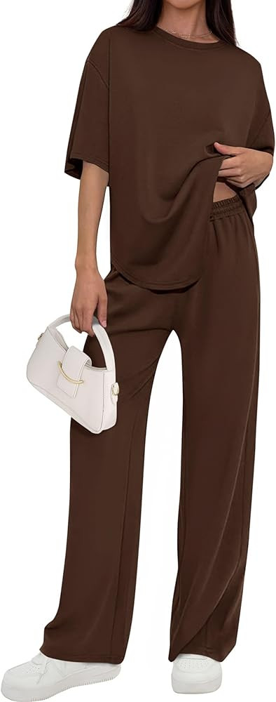 PRETTYGARDEN 2 Piece Lounge Sets for Women Summer 2026 Short Sleeve Matching Airport Travel Outfi... | Amazon (US)