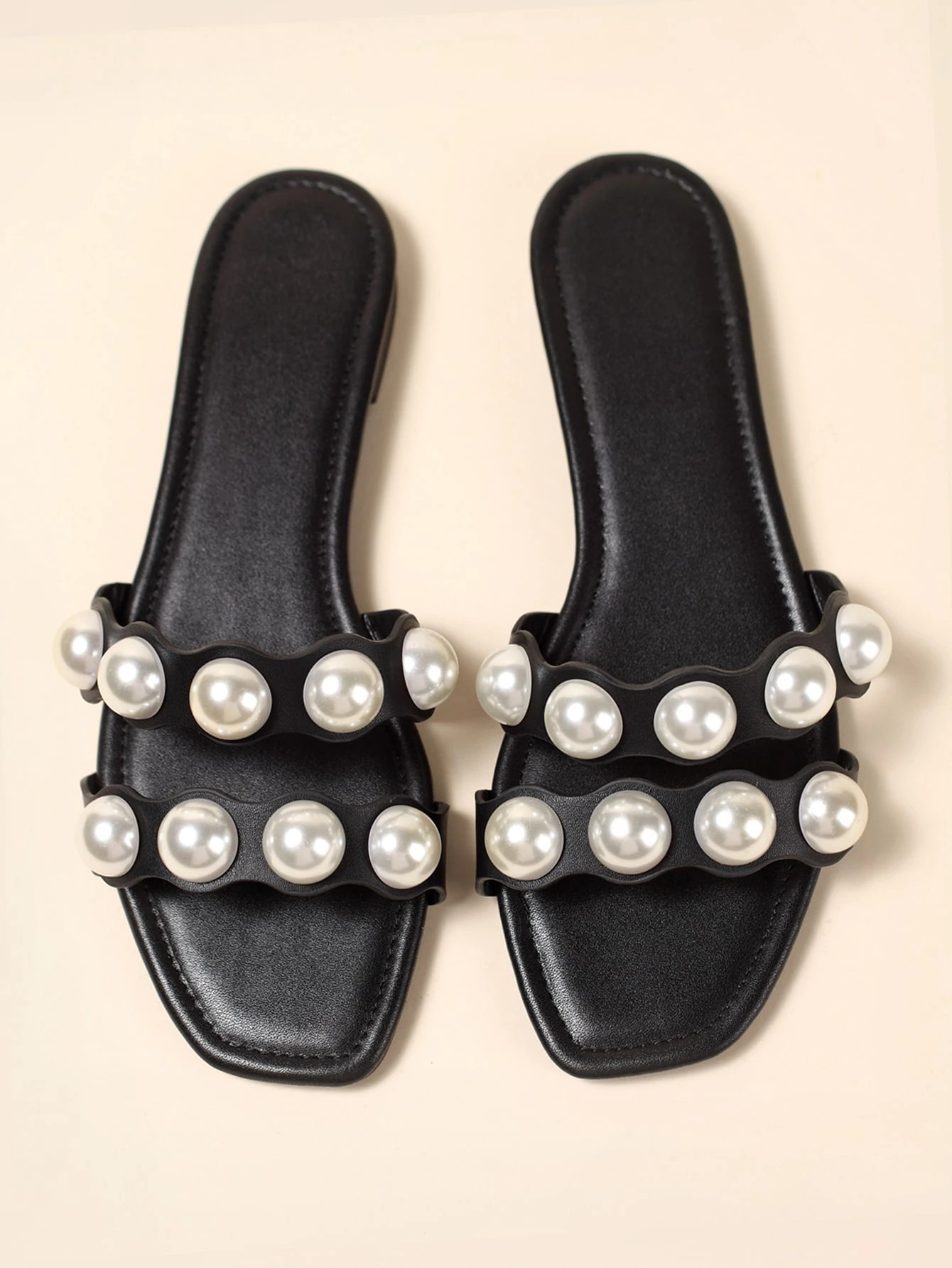 Faux Pearl Decor Slide Sandals | SHEIN