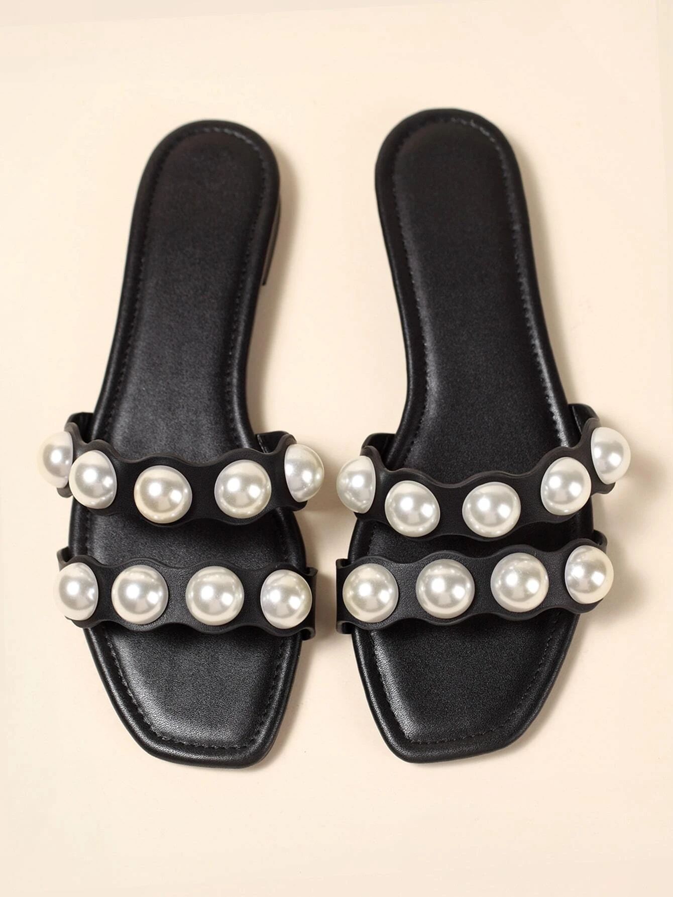 Faux Pearl Decor Slide Sandals | SHEIN