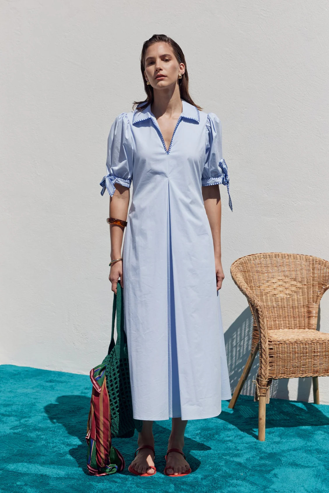 Stitch Detailed Midi Dress | English Factory