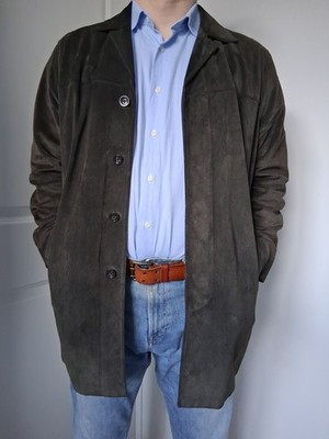 Banana Republic Men Genuine Leather Suede Jacket Sz. M Brown Buttons Mid-Length | eBay US