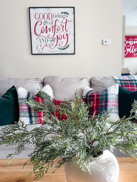Christmas home decor. Christmas wall decor. Christmas plaid pillow. Christmas greenery. Green Christmas pillow. Stewart plaid pillow  

#LTKHoliday #LTKSeasonal #LTKhome