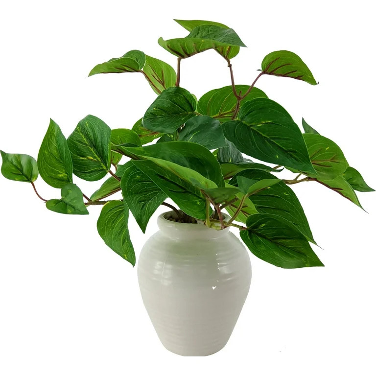 Mainstays 11in Indoor Artificial Golden Pothos in White Color Ceramic Pot. Weight 1.3lb. | Walmart (US)