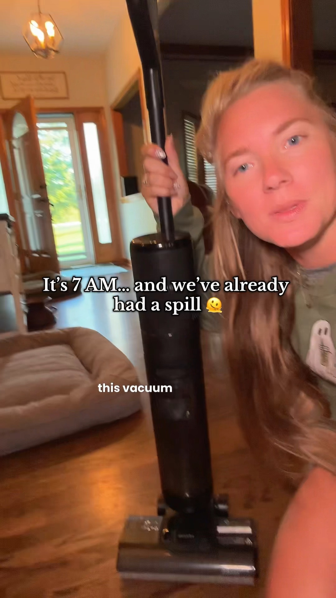 t’s 7 AM… and we’ve already had a spill 🫠 Thankfully, this vacuum mop handles messes + cleans the floors at the same time.
#vaccum #mop #cleaninghacks 

#LTKHome #LTKFamily