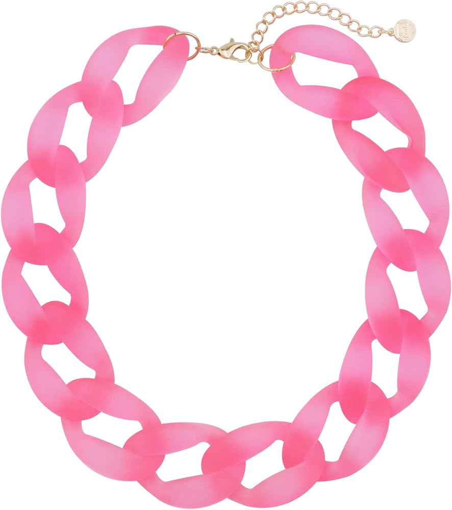 Firstmeet Chunky Acrylic Necklace Smooth Chain Link Cool Statement Choker Cuban Style Jewelry Gif... | Amazon (US)