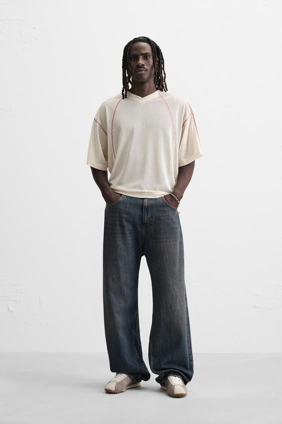 CONTRAST OPEN KNIT T-SHIRT | Zara US