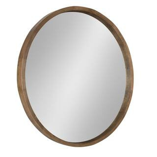 Kate and Laurel Medium Round Rustic Brown Contemporary Mirror (30 in. H x 30 in. W) 212756 | The Home Depot