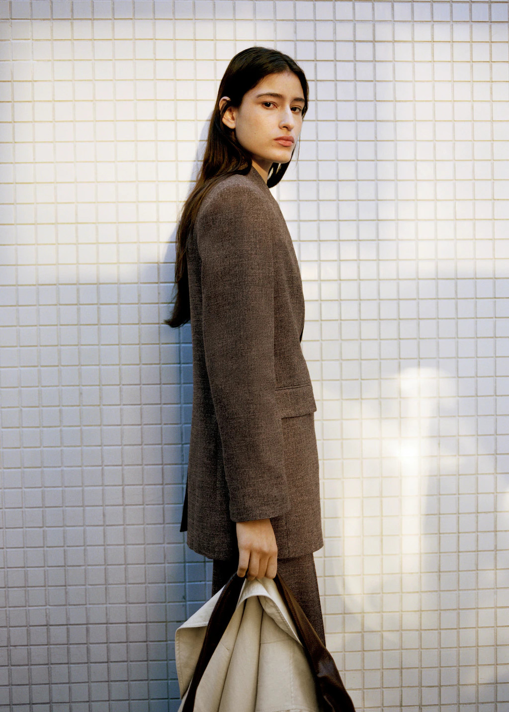 Herringbone double-breasted suit blazer | MANGO (UK)