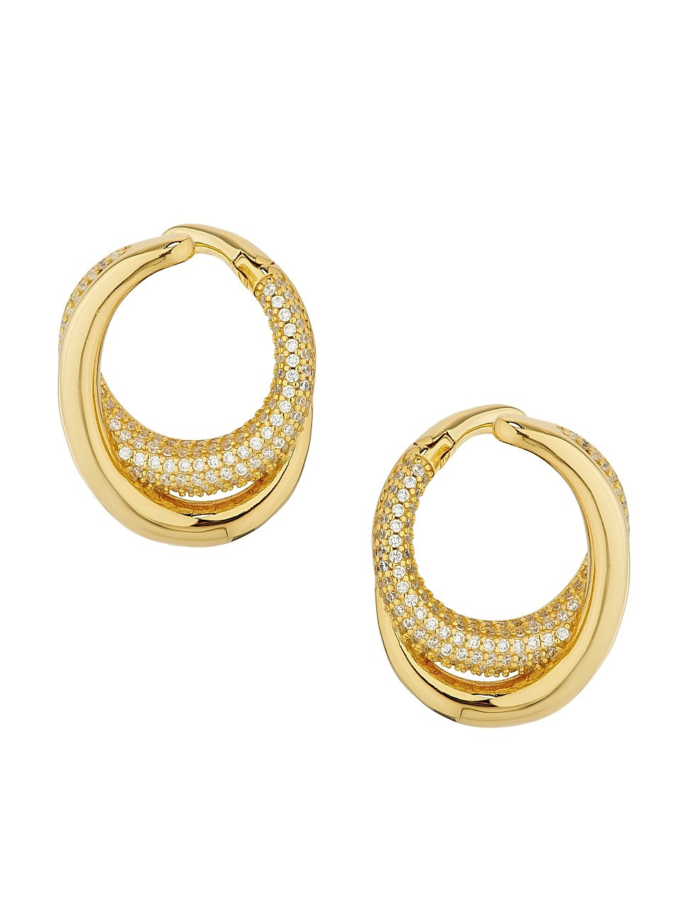 Women's Cassie 14K-Yellow-Gold Vermeil & Cubic Zirconia Hoop Earrings - Gold | Saks Fifth Avenue