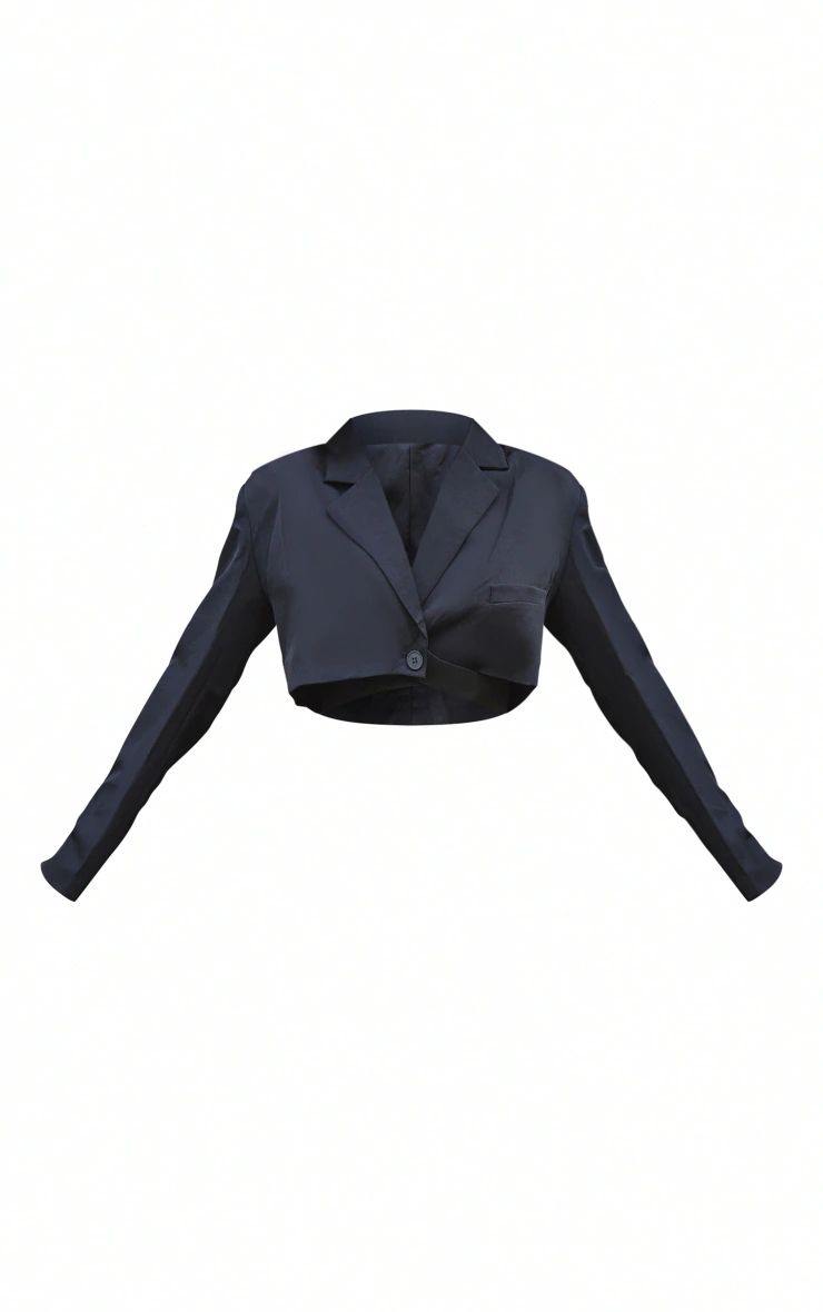Black Elastic Waist Cropped Boxy Blazer | PrettyLittleThing UK