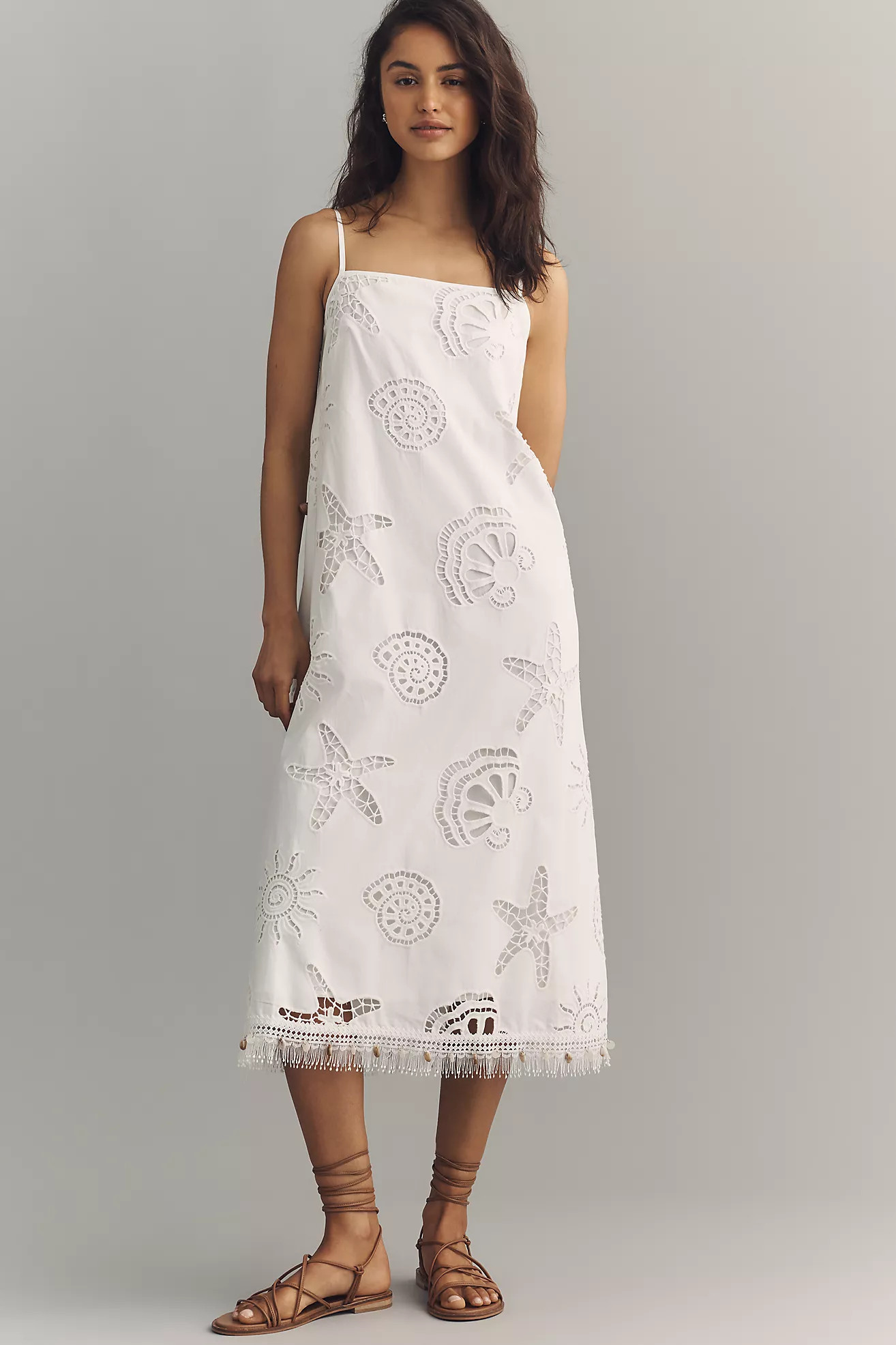 Maude Club Plus Cotton Ciel Eyelet Midi Dress | Anthropologie (US)