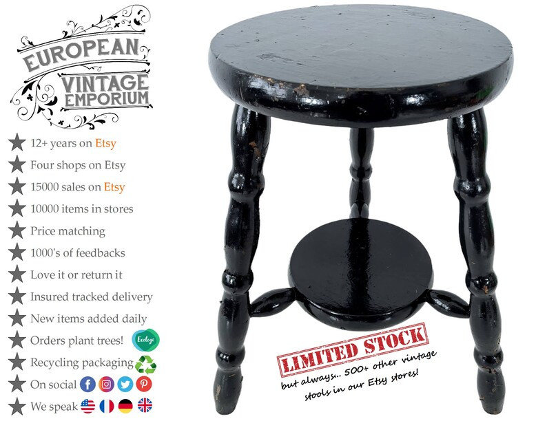 Stool Vintage French Painted Black Wooden Foot Rest Small Chair Seat Step Stand Kitchen Table Rus... | Etsy (CAD)