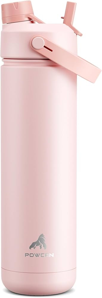 POWCAN 26 oz Insulated Water Bottle with 2-in-1 Straw and Spout Lid, Keep Cold 24H, Leak-Proof, F... | Amazon (US)