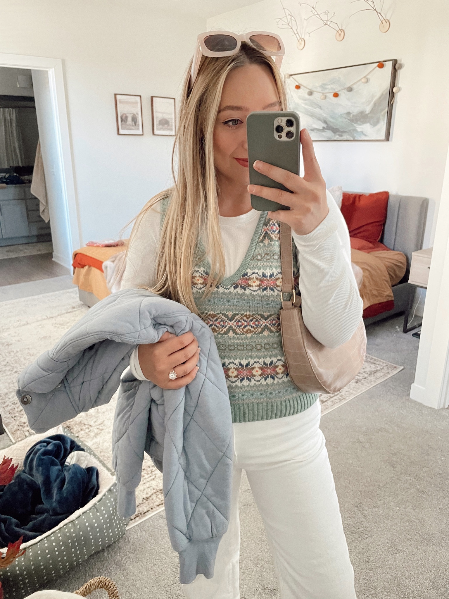 Wintery Outfit for these cooler temps today! ❄️🫶🏼 Loveeee wearing sweater vests to layer up this time of year. 

#winterfashion #fallfashion #ralphlauren #abercrombie #layers #jackets #coldweather 

#LTKfindsunder100 #LTKstyletip #LTKSeasonal