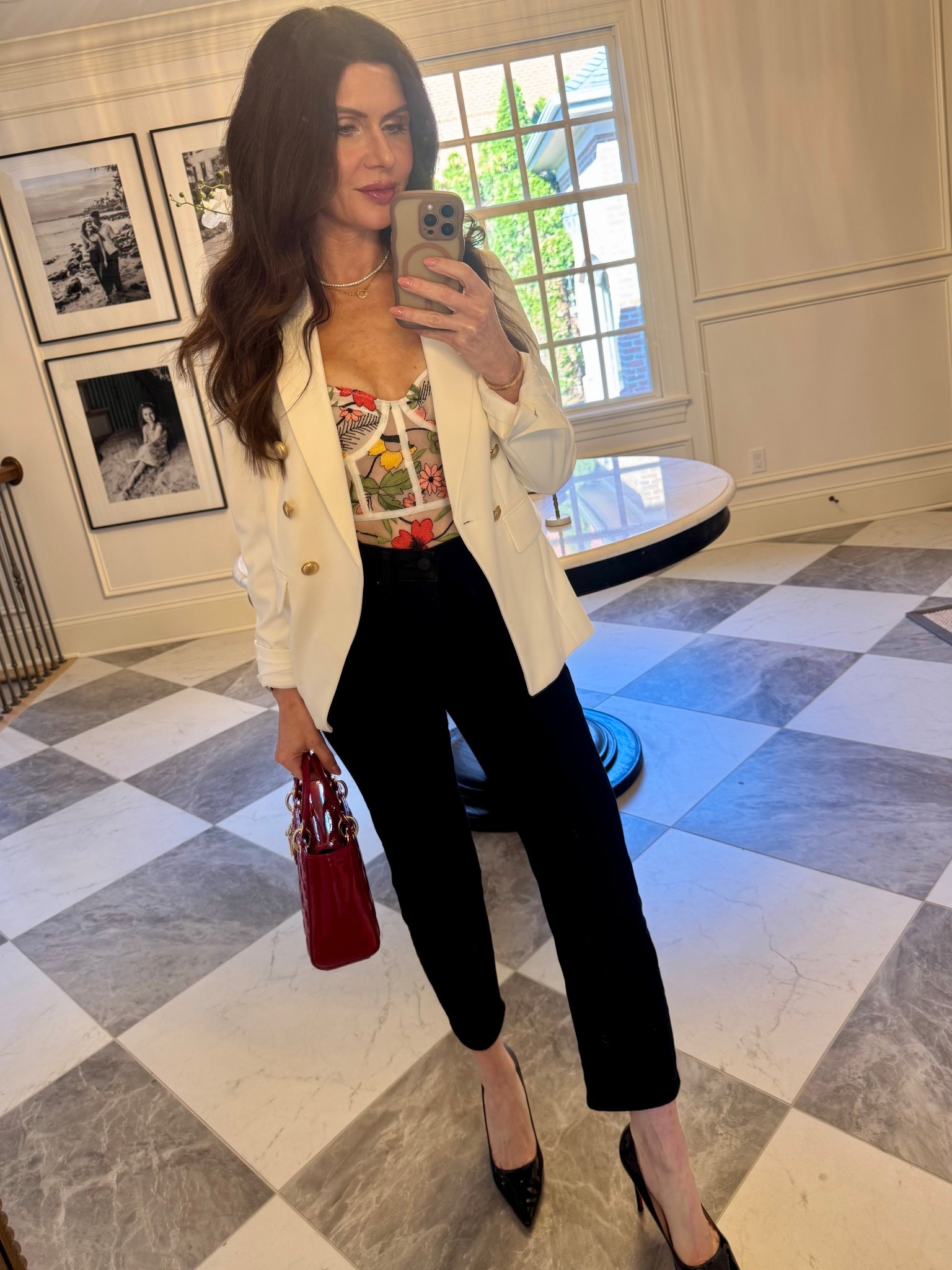 Date night outfit
Anthropologie
Bodysuit
Black ankle mother jeans
White blazer
Black pumps
Red Dior bag

#LTKootd #LTKSeasonal #LTKgrwm