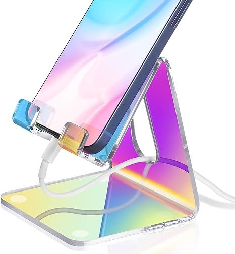 Tomorotec Iridescent Acrylic Cell Phone Stand, Portable Phone Holder for Desk Non-Slip Desktop Sm... | Amazon (US)