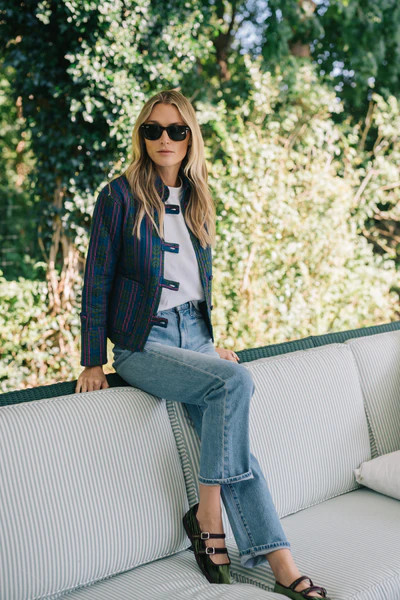 Dakota Jacket - Cranberry Mustique Stripe | Julia Amory