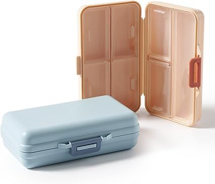 2Pcs Daily Pill Organizer,Portable 7 Compartments BPA-Free Pill Case Weekly Travel Pill Box,Water... | Amazon (US)