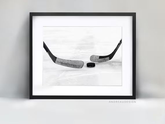 Ice Hockey Stick and Hockey Puck Home Decor Black and White | Etsy | Etsy (US)