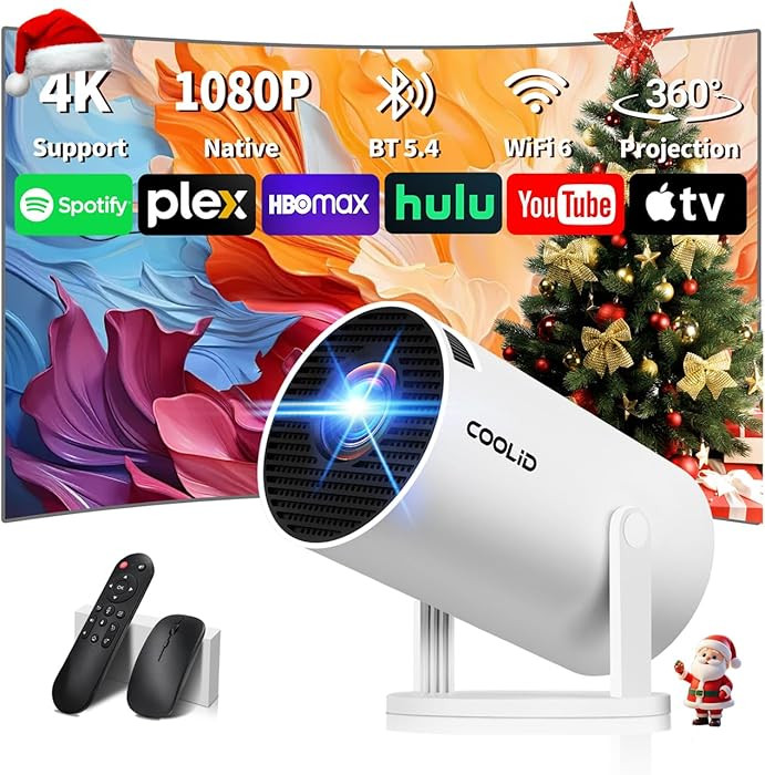 [Built-in Apps & 2025 Upgraded] Mini Projector Support 4K 1080P Auto Keystone 270° Rotatable wit... | Amazon (US)