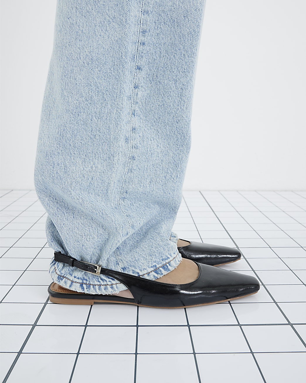 Black Slingback Pointed Toe Flat Shoes | River Island UK & IE