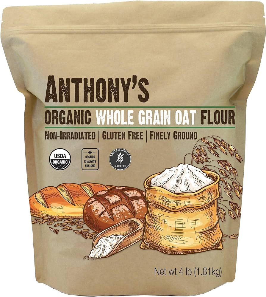 Anthony's Organic Whole Grain Oat Flour, 4 lb, Gluten Free, Non GMO, Non Irradiated, Finely Groun... | Amazon (US)