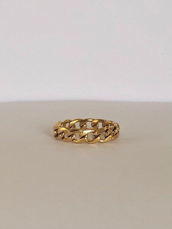 Gold Chain Ring Cuban Link Ring Thick Chain Ring Bold Chain | Etsy | Etsy (US)