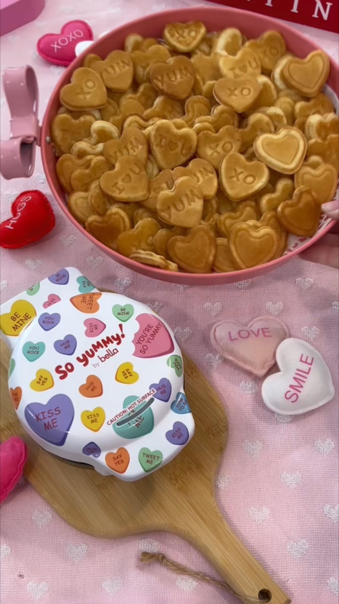 Conversation hearts for breakfast! Valentines brunch. Valentines breakfast. Heart waffles 

#LTKSeasonal #LTKValentine #LTKmorningroutine