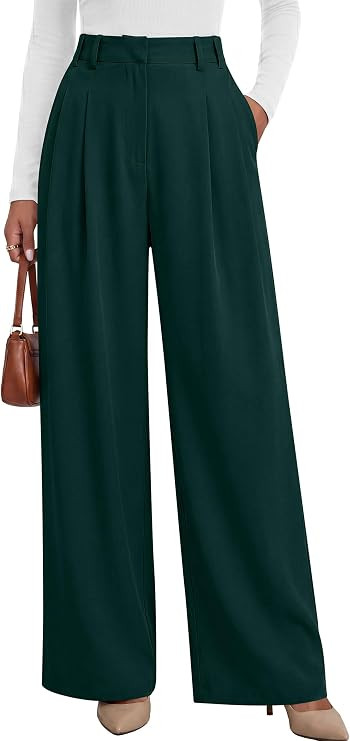 ANRABESS Women's Wide Leg Work Dress Flowy Pants | High Waisted Business Casual Flowy Pants Offic... | Amazon (US)