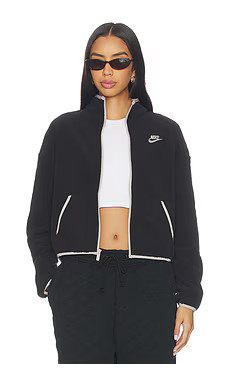 Nike Loose Cozy Track Jacket in Black & College Grey from Revolve.com | Revolve Clothing (Global)