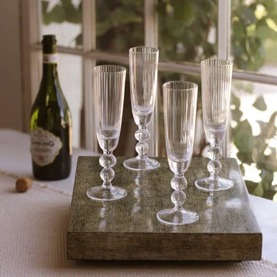 GLASS Venice Champagne Flute Set Of 4 (Clear) | Wayfair North America