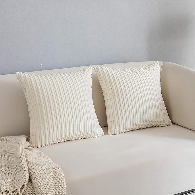 Kevin Textile Striped Corduroy Plush Texture Velvet Euro Throw Pillow Sham Cushion Cover for Chai... | Amazon (US)