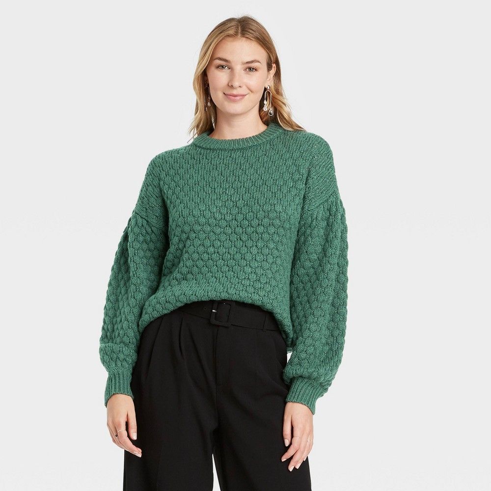 Woen's Crewneck Textured Pullover Sweater - A New Day™ | Target