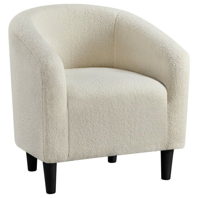 Topeakmart Modern Upholstered Boucle Accent Club Chair for Living Room, Ivory | Walmart (US)