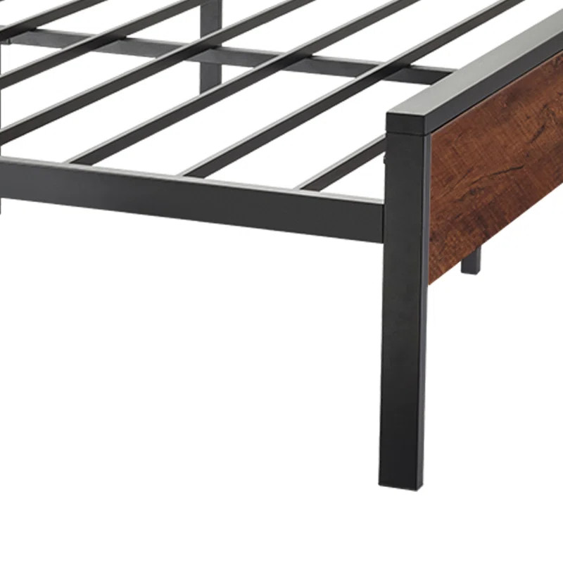 Metal Frame Platform Bed with Wood Headboard | Wayfair North America