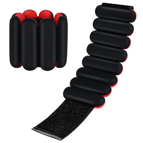 Ankle weights for women wrist weight: Adjustable ankle & wrist weights 2lbs(1lb each) for Pilates & Yoga exercise - Hand & Leg weights for women at home (black and red, Adjustable) | Amazon (US)