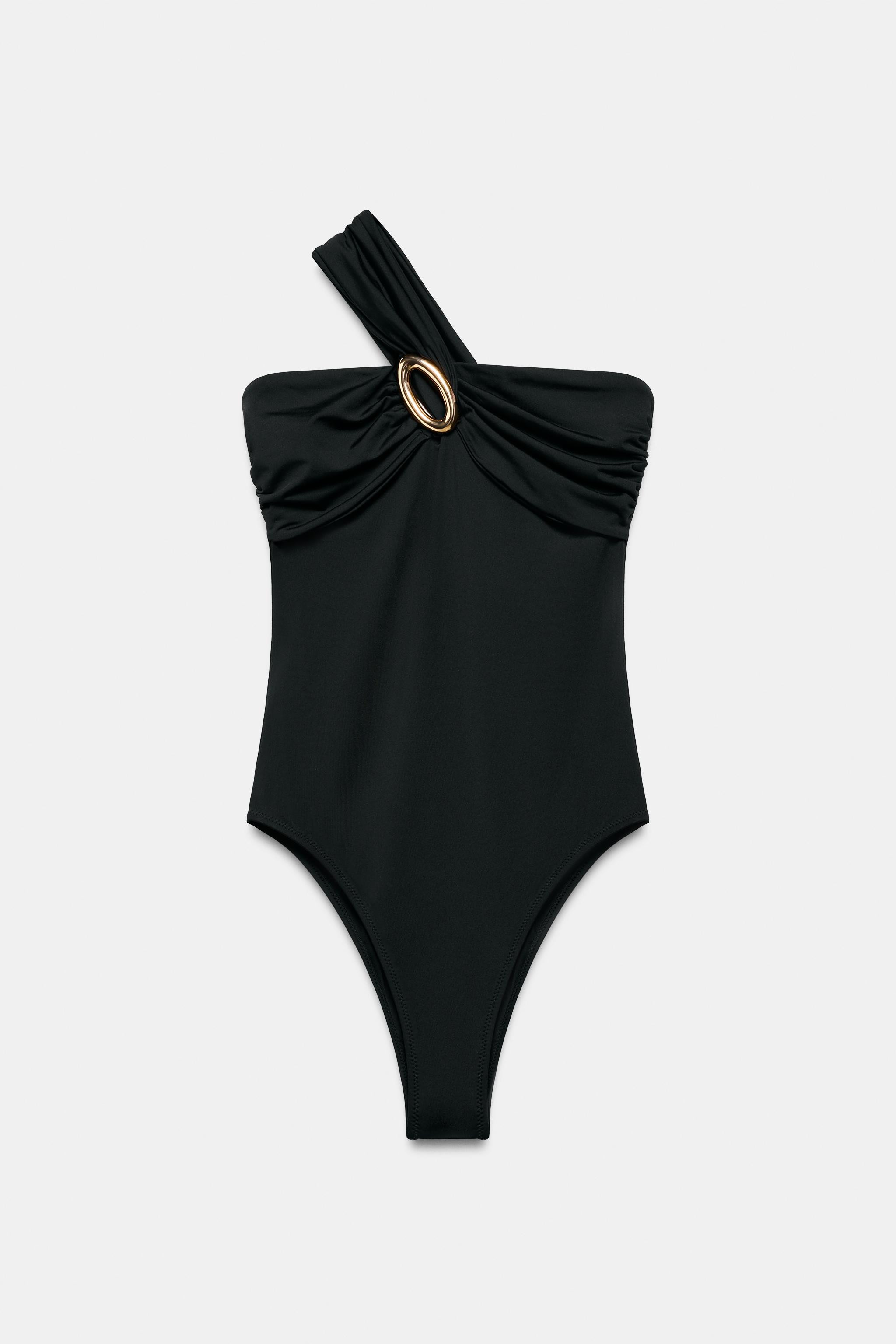 ASYMMETRIC STRAP SWIMSUIT WITH METAL DETAIL | Zara US