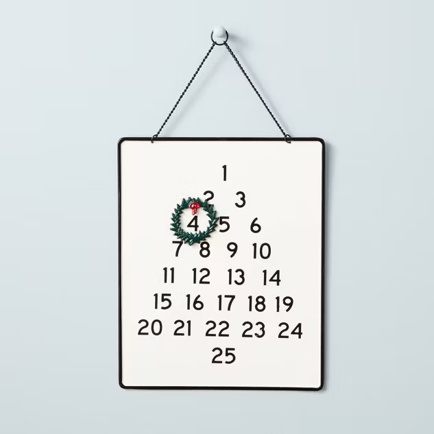 16" Metal Christmas Advent Calendar with Wreath Magnet Cream/Black - Hearth & Hand™... | Target