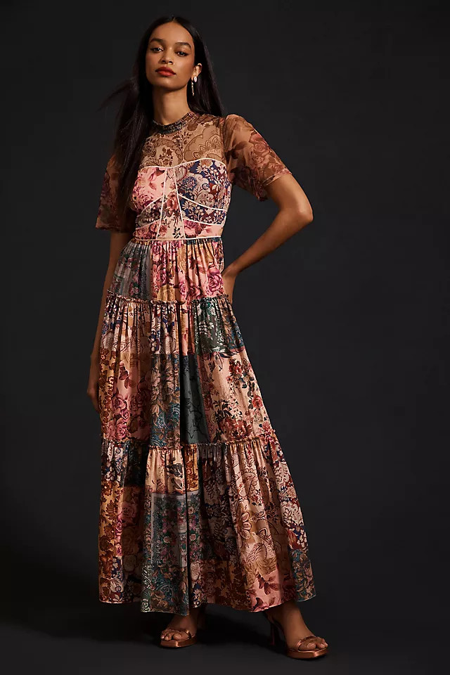 Geisha Designs Sheer Printed Maxi Dress | Anthropologie (US)