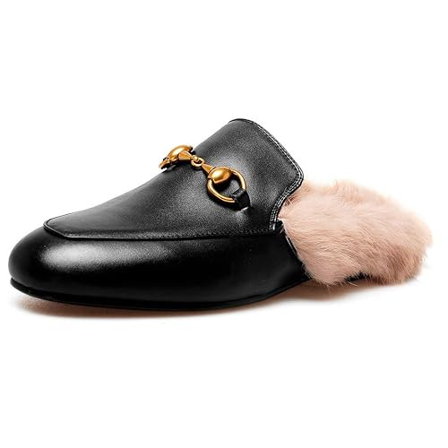 Comfity Mules for Women，Womens Leather Slip On Mule Flats Embroidery Backless Loafers Slippers ... | Amazon (US)