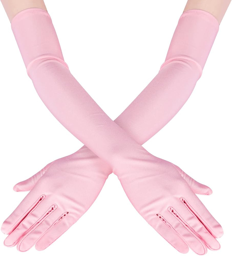 Long Opera Party Gloves for Women 1920s 20s Satin Gloves Costumes Elbow Length Bridal Evening Dre... | Amazon (US)