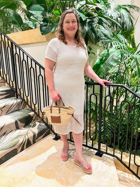 Vacation outfit, crochet dress and wedge sandals 

#LTKtravel #LTKstyletip #LTKmidsize